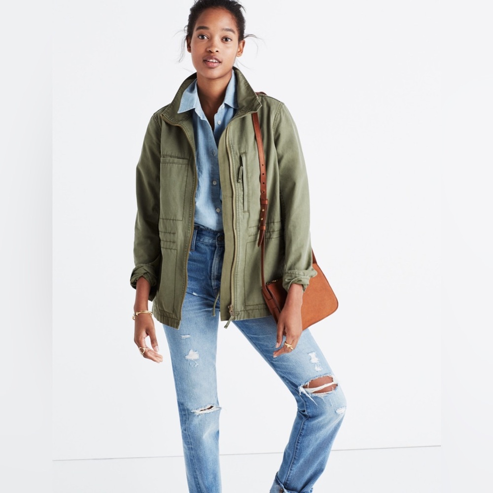 💚🌸 Madewell Fleet Jacket Olive Green Utility Jacket S EUC Streetwear Minimalist
